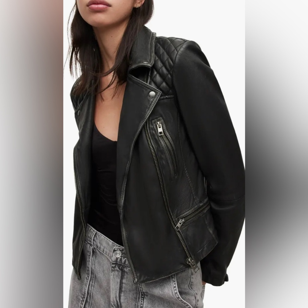 AllSaints Cargo Leather Jacket - US 4 UK 8